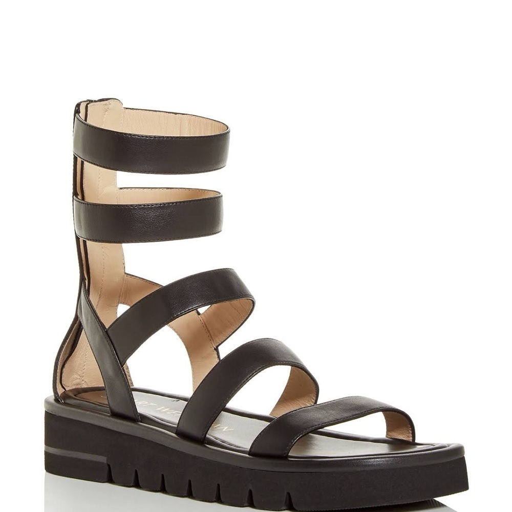 Stuart Weitzman "Gala Lift Womens Leather Flatform Gladiator Sandals size 8.5